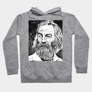 Walt Whitman Portrait | Walt Whitman Artwork Black and White 3 Hoodie